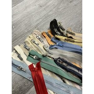 Vintage Lot Of 15 Ideal Talon Multi Color Metal Nylon Zippers